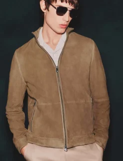 Cashmere Suede Funnel Neck Jacket