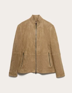 Cashmere Suede Funnel Neck Jacket