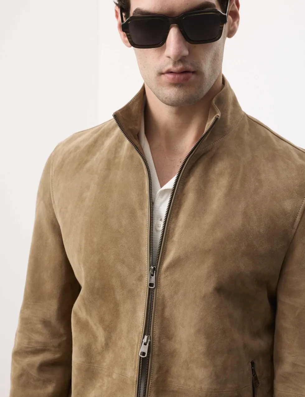 Cashmere Suede Funnel Neck Jacket