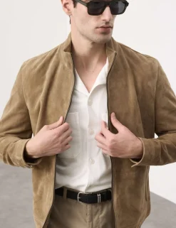 Cashmere Suede Funnel Neck Jacket