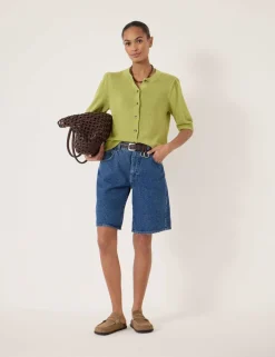 Celeste Linen and Cotton Short Sleeve Cardigan
