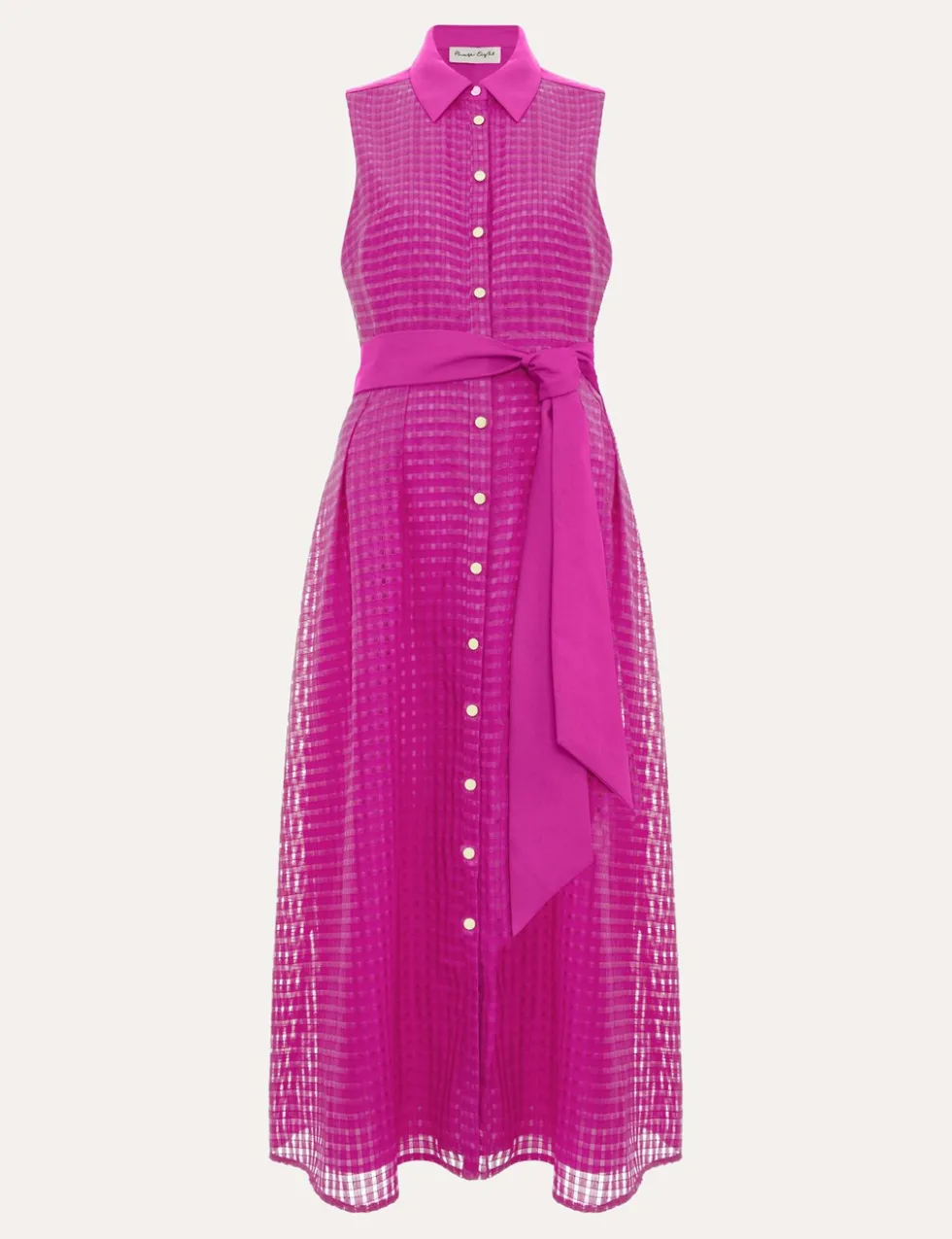 Checked Belted Midi Shirt Dress