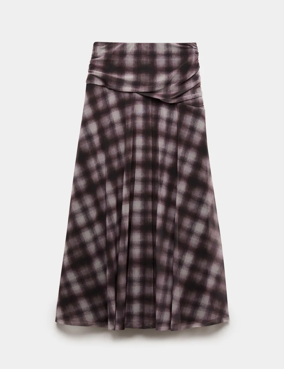 Checked Midi A-Line Skirt