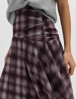 Checked Midi A-Line Skirt