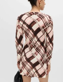 Checked Mini Slip Dress