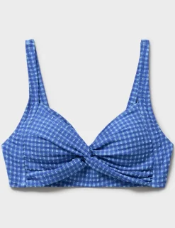 Checked Plunge Bikini Top