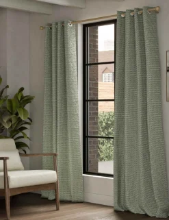 Chenille Geometric Eyelet Curtains