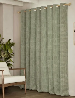 Chenille Geometric Eyelet Curtains