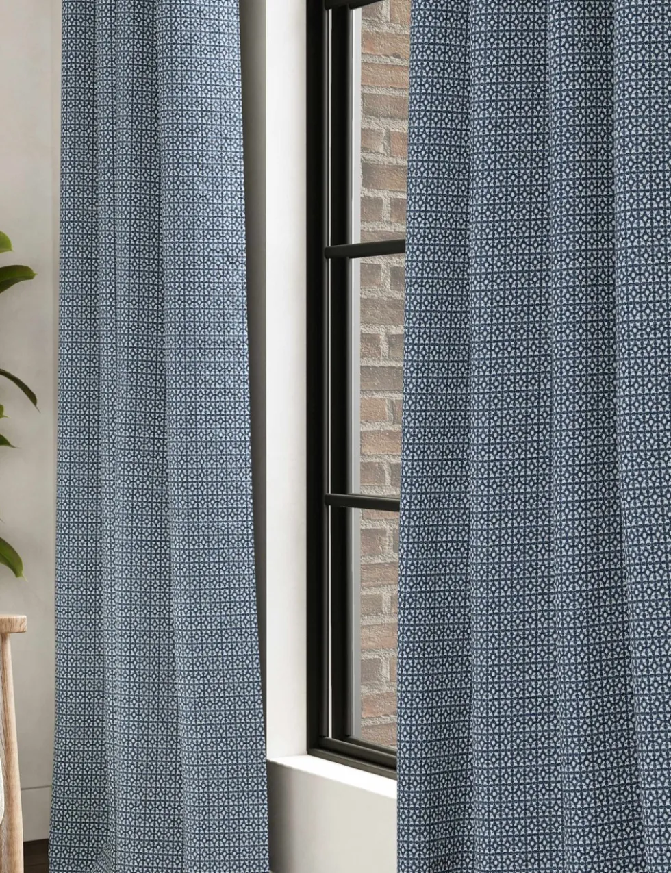 Chenille Geometric Eyelet Curtains