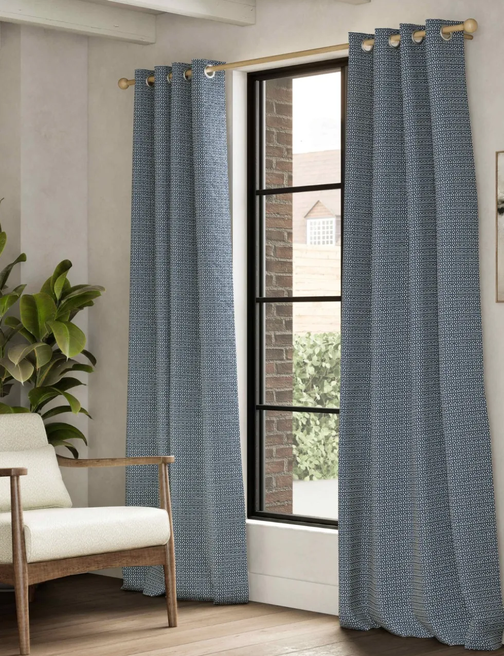 Chenille Geometric Eyelet Curtains