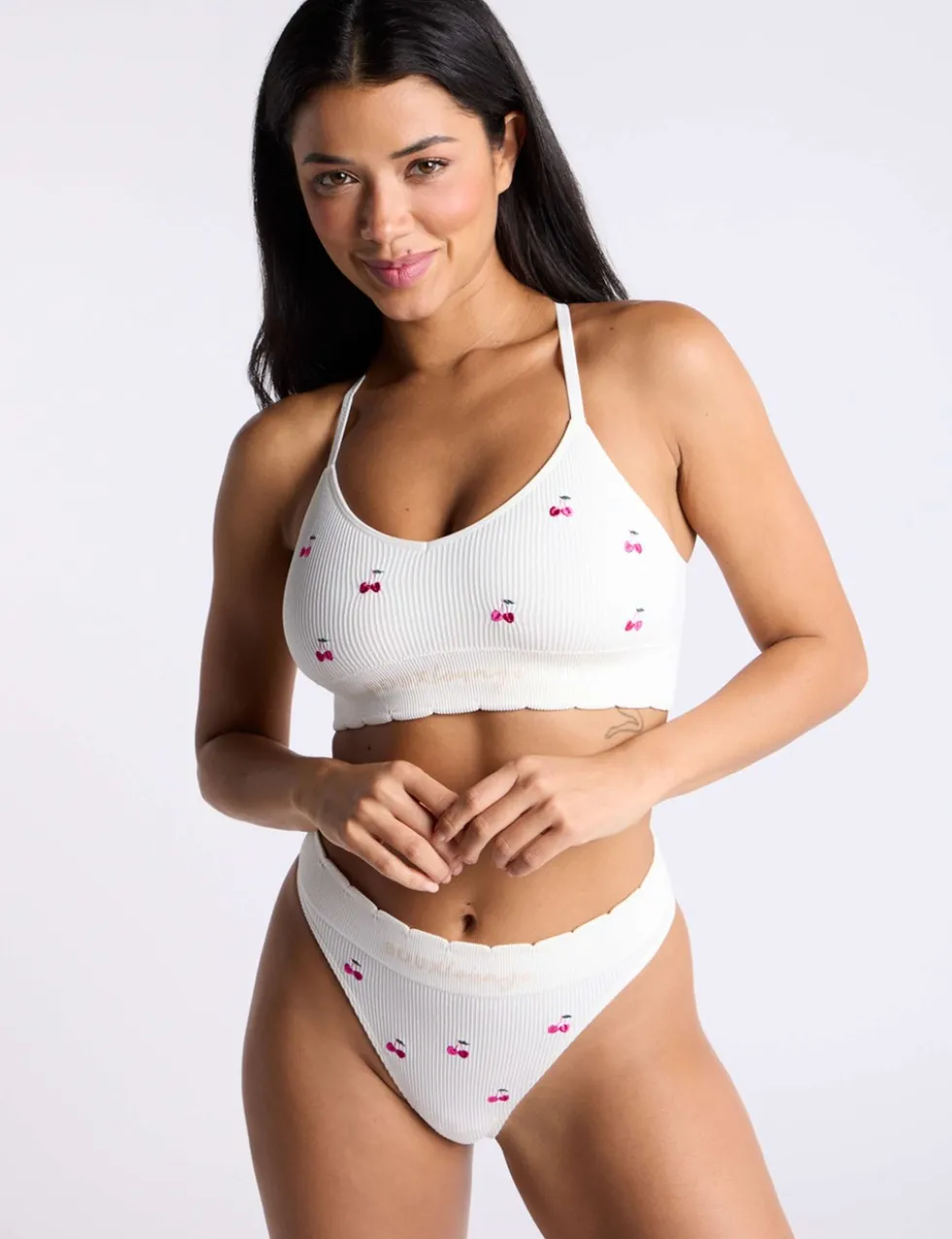 Cherry Embroidered Thong