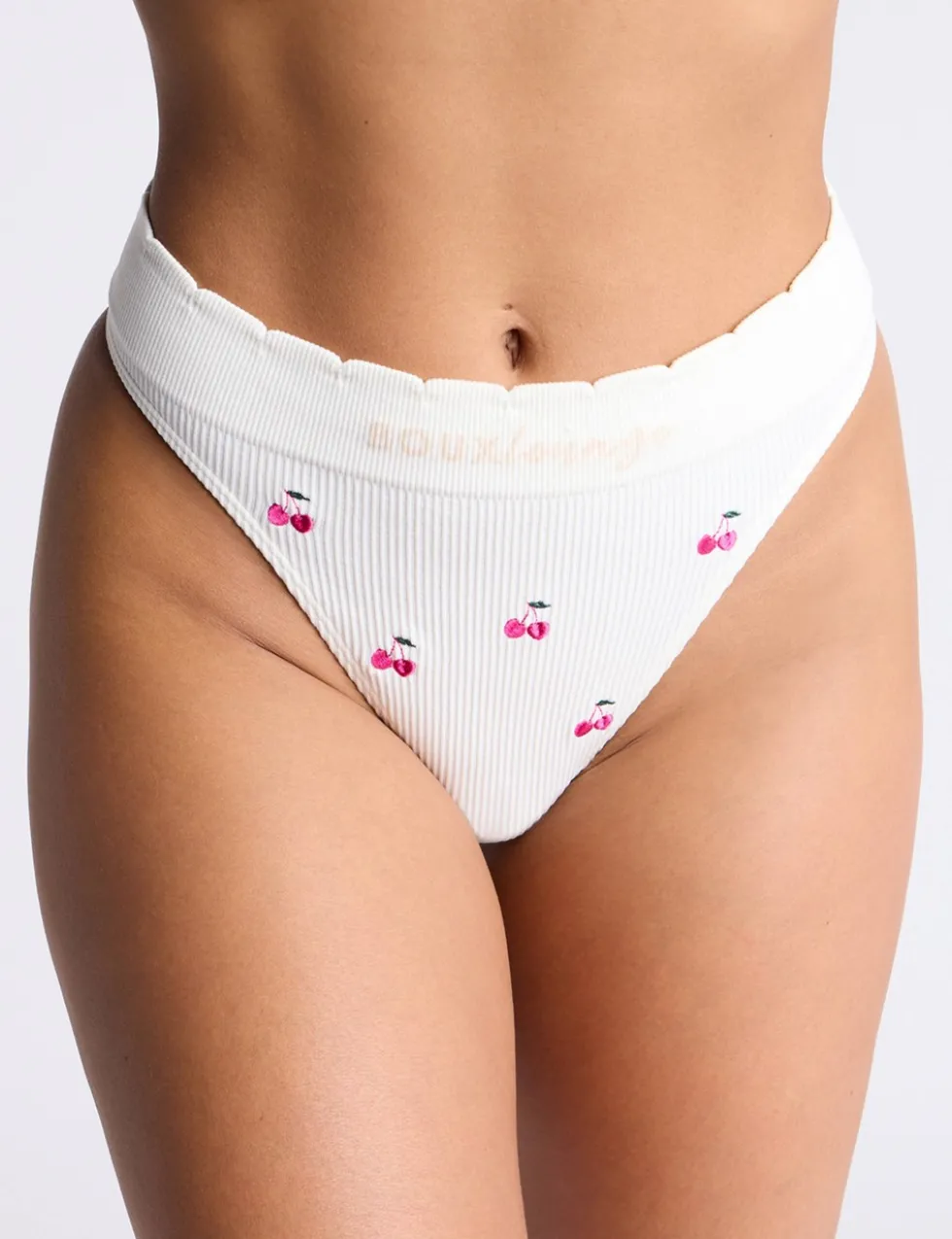 Cherry Embroidered Thong