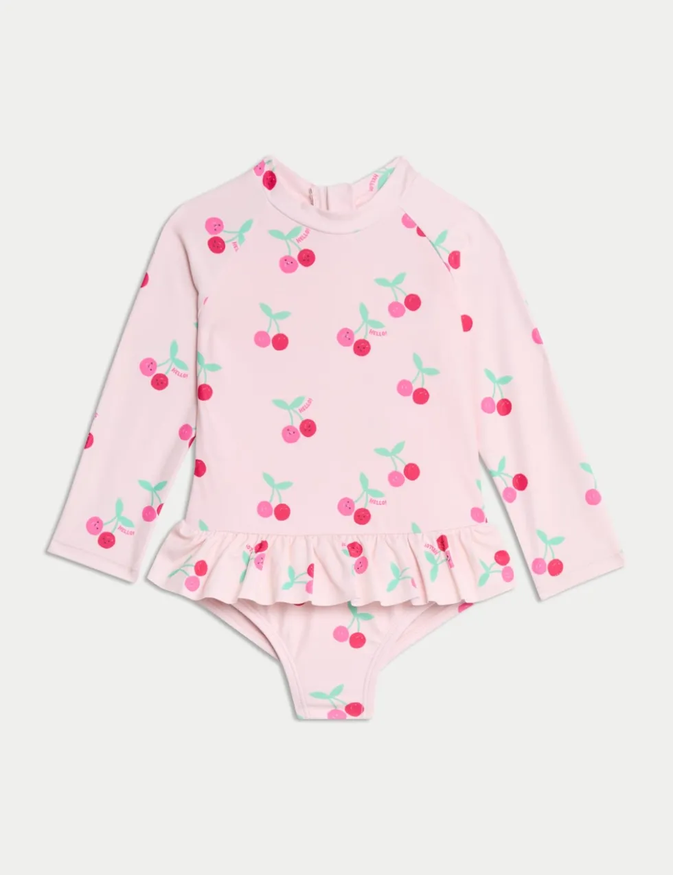 Cherry Frill Long Sleeve Swimsuit (0-6 Yrs)