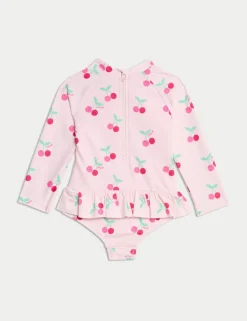 Cherry Frill Long Sleeve Swimsuit (0-6 Yrs)