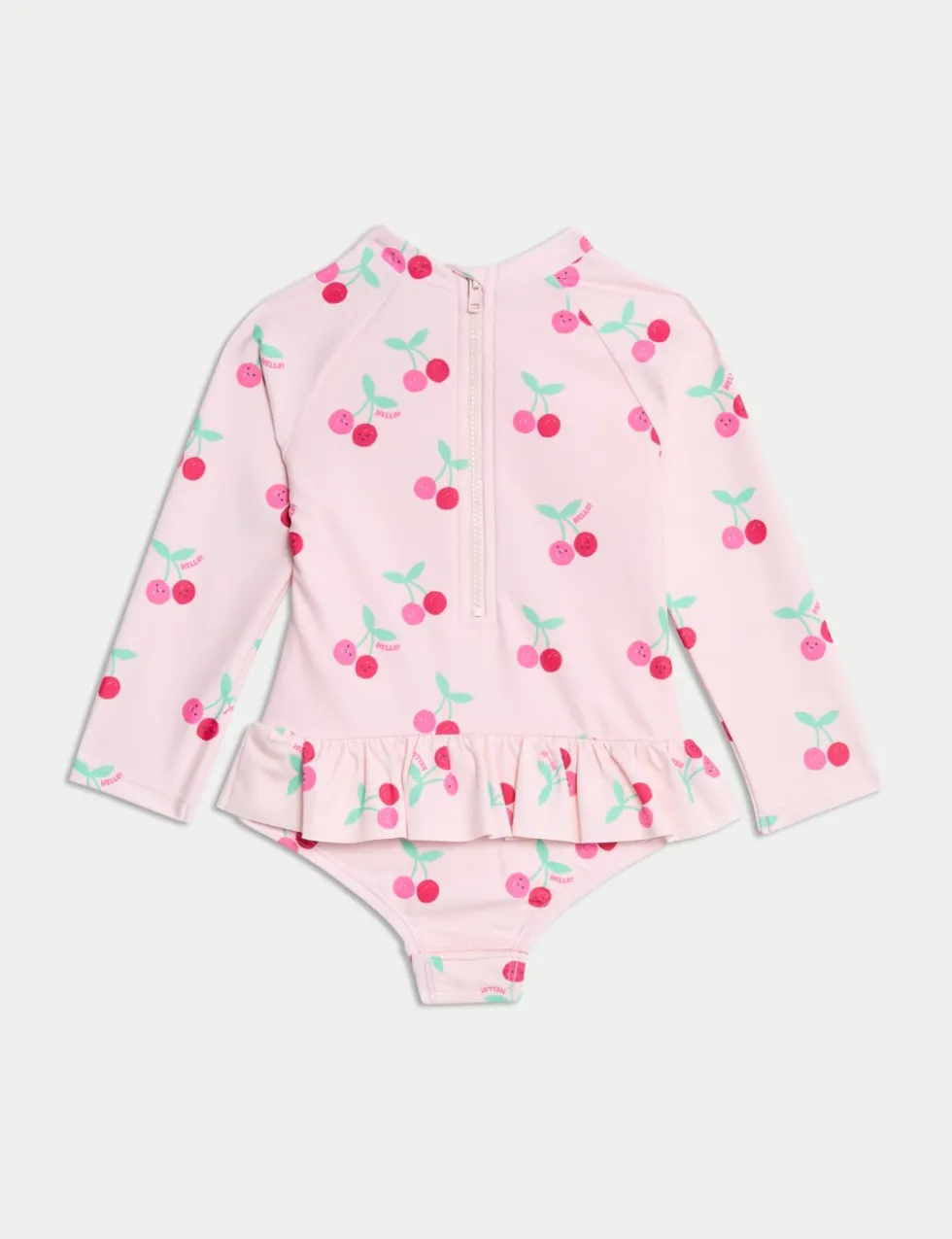 Cherry Frill Long Sleeve Swimsuit (0-6 Yrs)