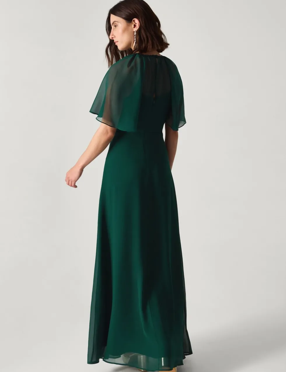 Chiffon Angel Sleeve Maxi Column Dress