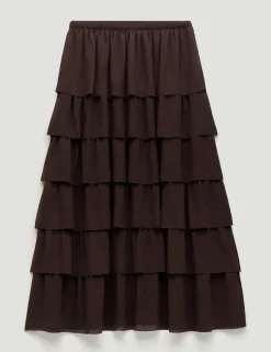 Chiffon Midi Tiered Skirt
