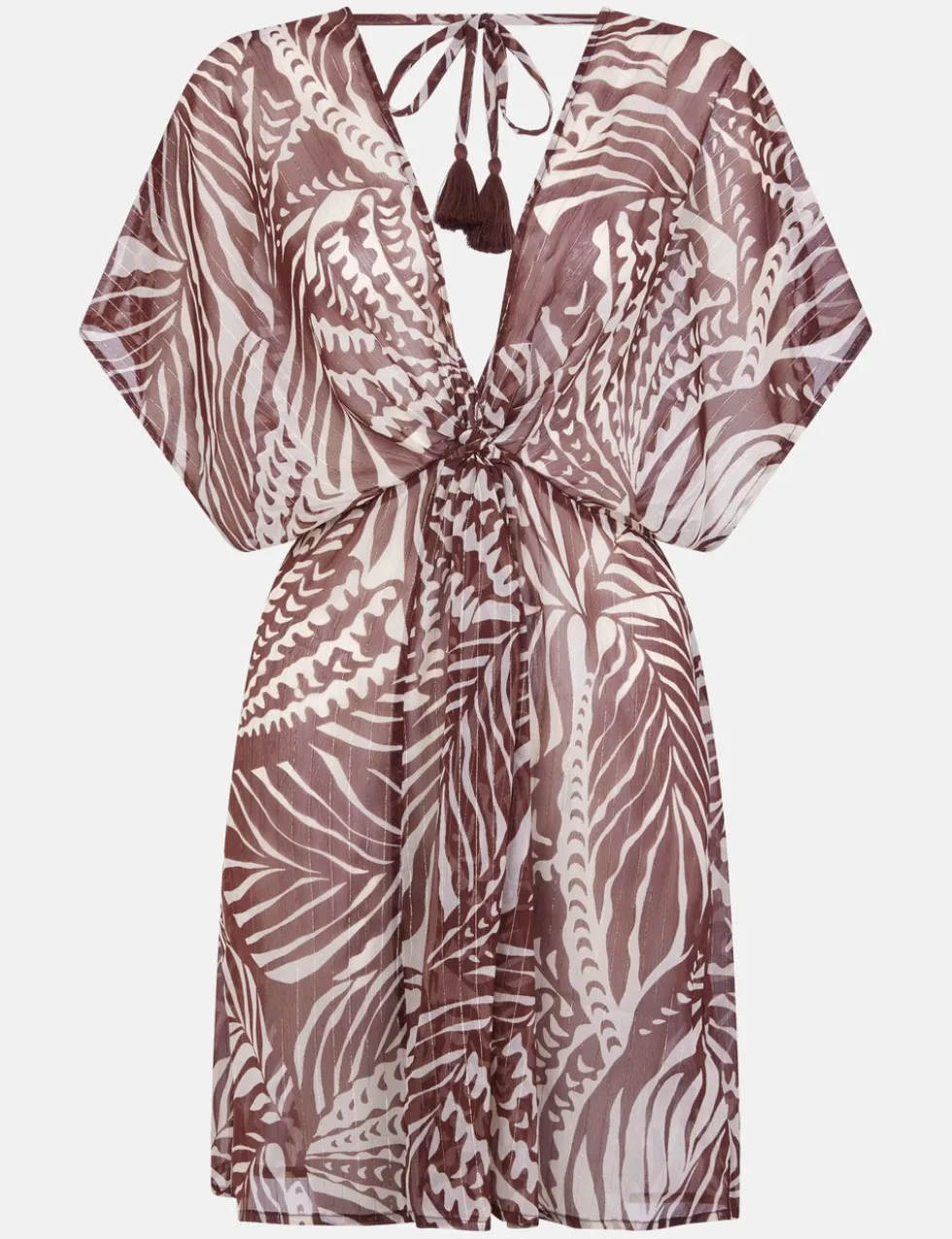 Chiffon Palm Print Beach Cover Up Kaftan