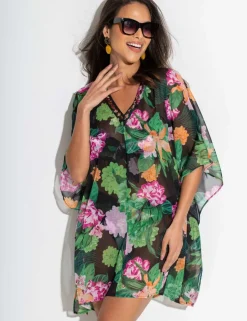 Chiffon V Neck Embellished Kaftan