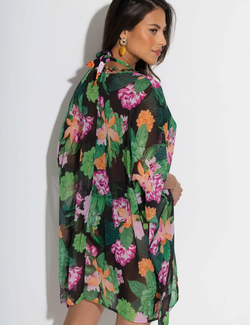 Chiffon V Neck Embellished Kaftan
