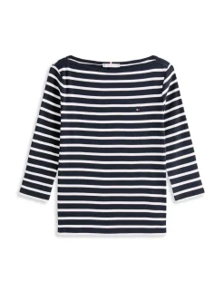 Cody Pure Cotton Striped Slash Neck Top