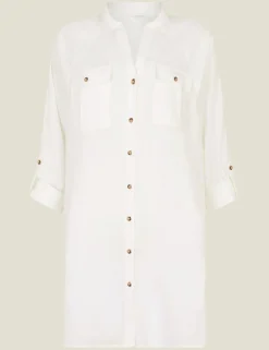 Collared Beach Shirt with Linen