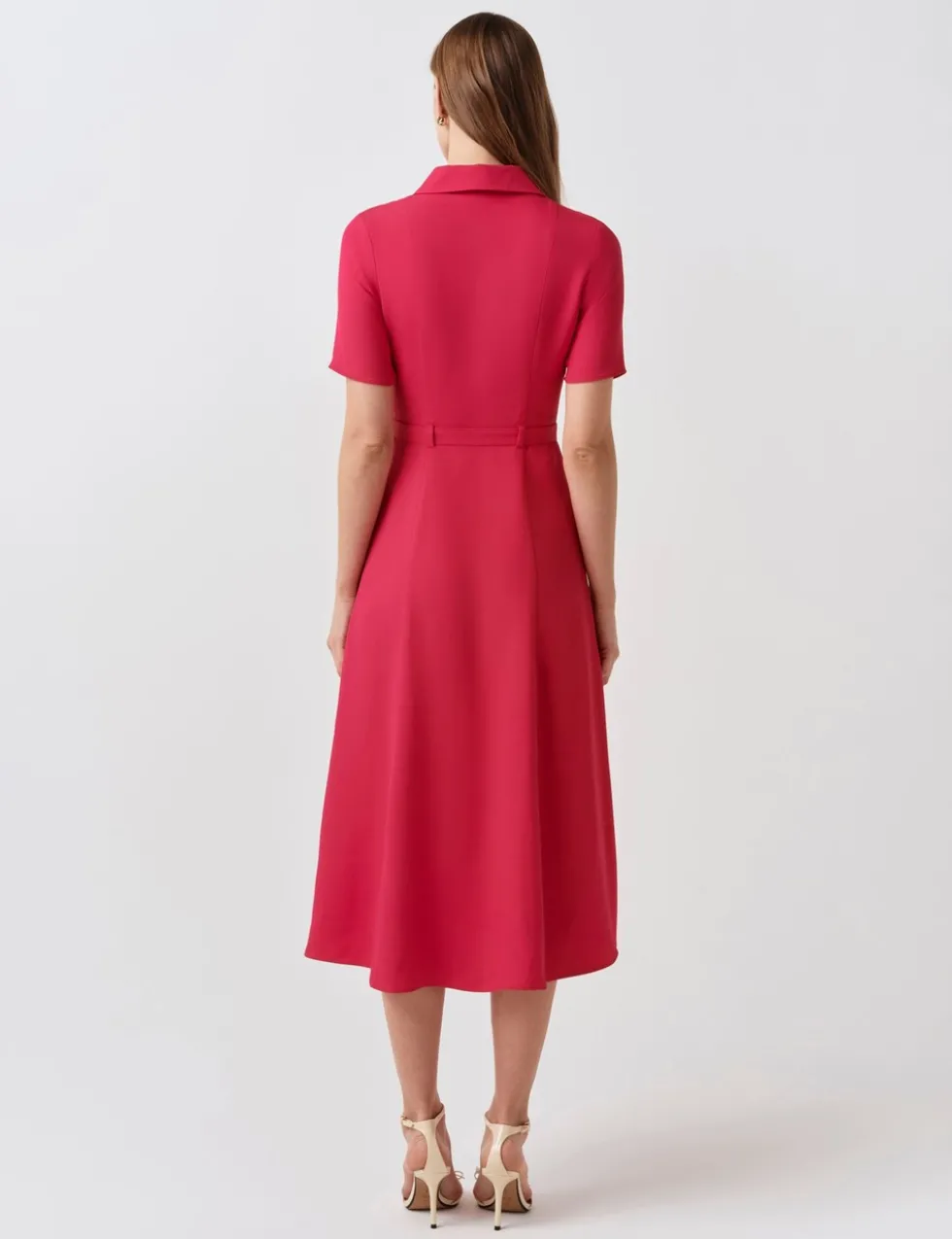 Collared Belted Midi Shirt Dress