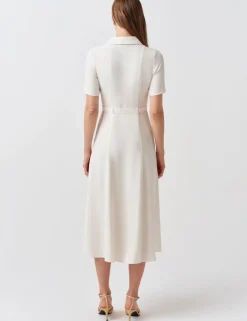 Collared Belted Midi Shirt Dress