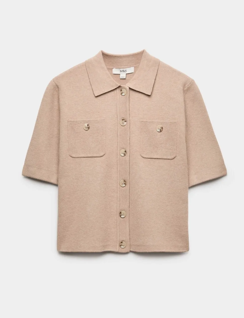 Collared Button Detail Cropped Cardigan
