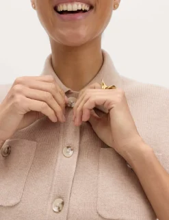 Collared Button Detail Cropped Cardigan