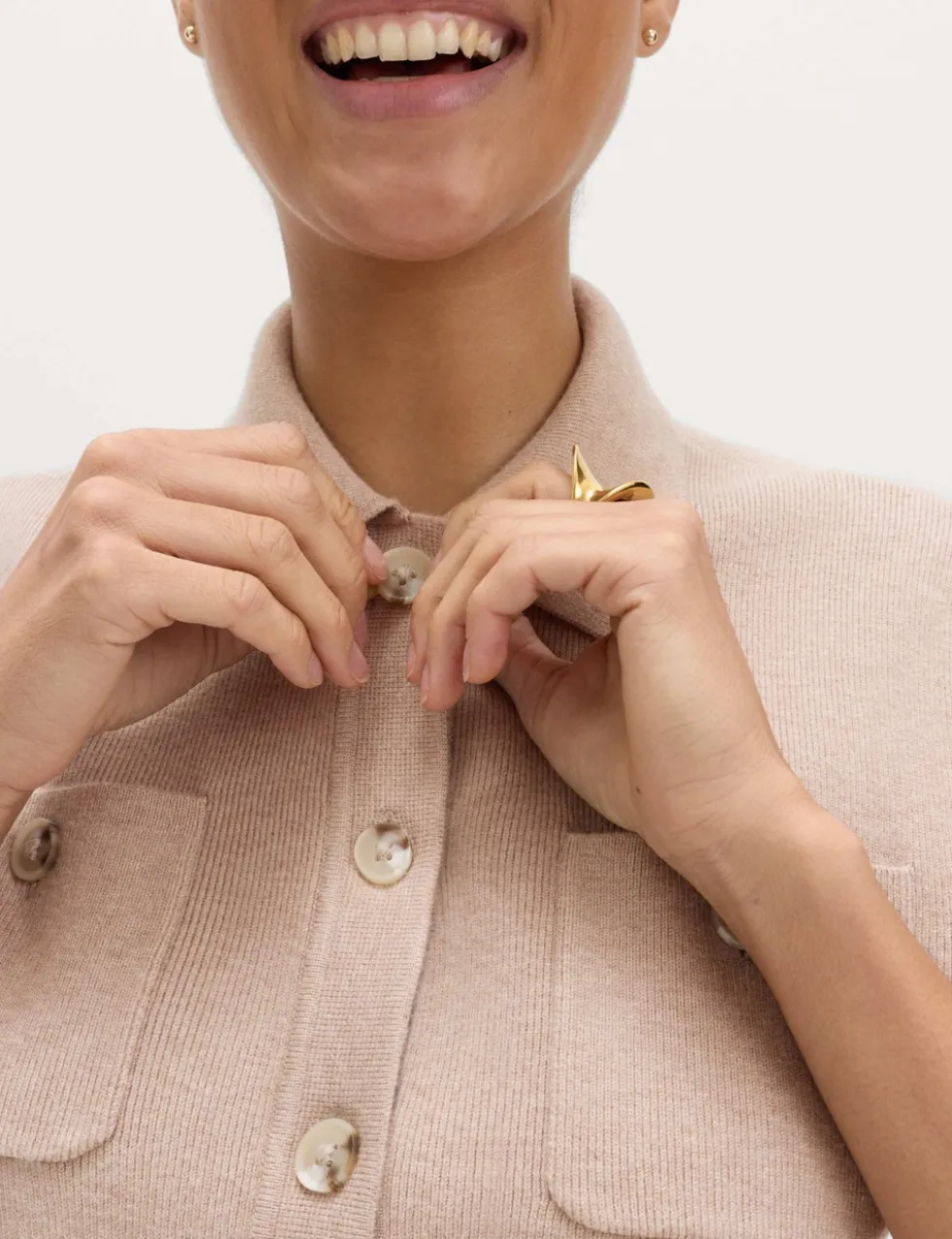 Collared Button Detail Cropped Cardigan
