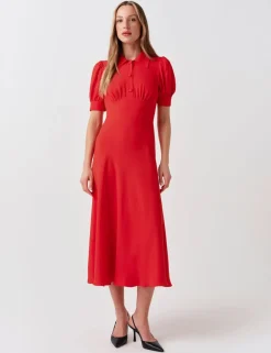 Collared Button Front Midi Tea Dress