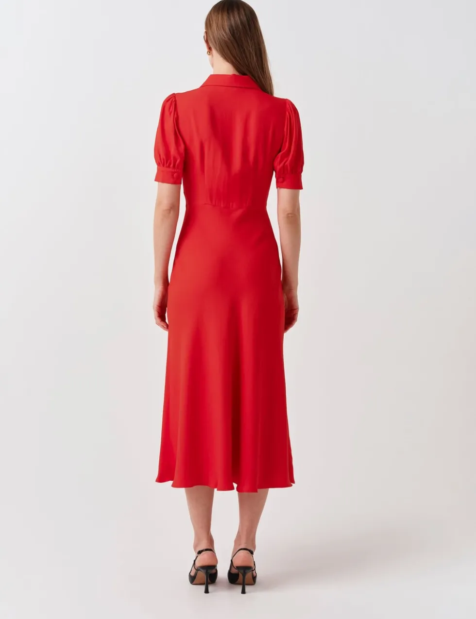 Collared Button Front Midi Tea Dress