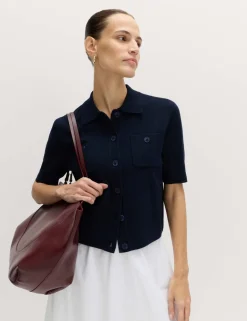 Collared Button Through Cropped Cardigan