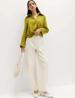 Collared Drape Wrap Shirt