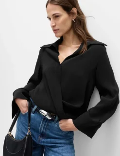 Collared Drape Wrap Shirt