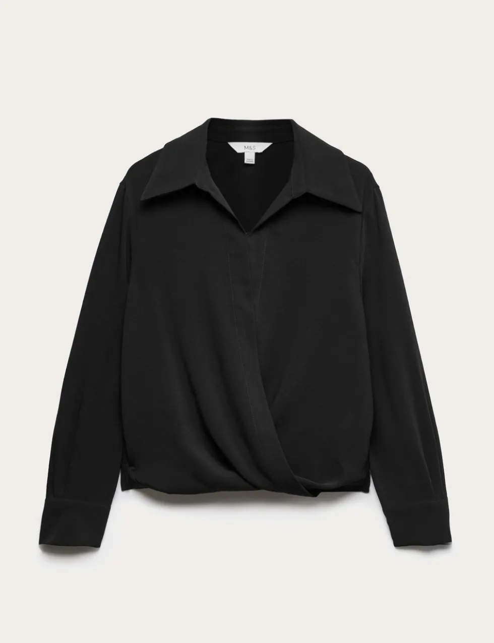 Collared Drape Wrap Shirt