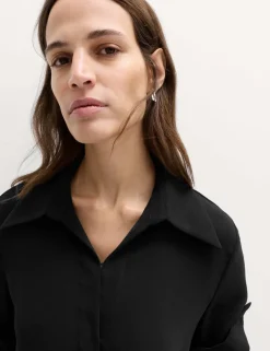Collared Drape Wrap Shirt