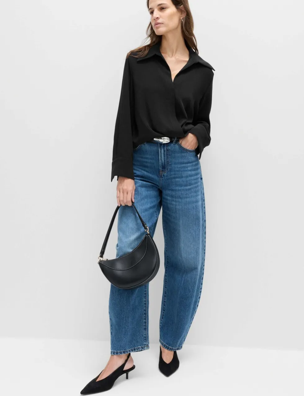 Collared Drape Wrap Shirt