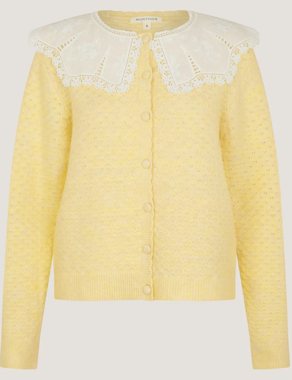 Collared Lace Detail Cardigan