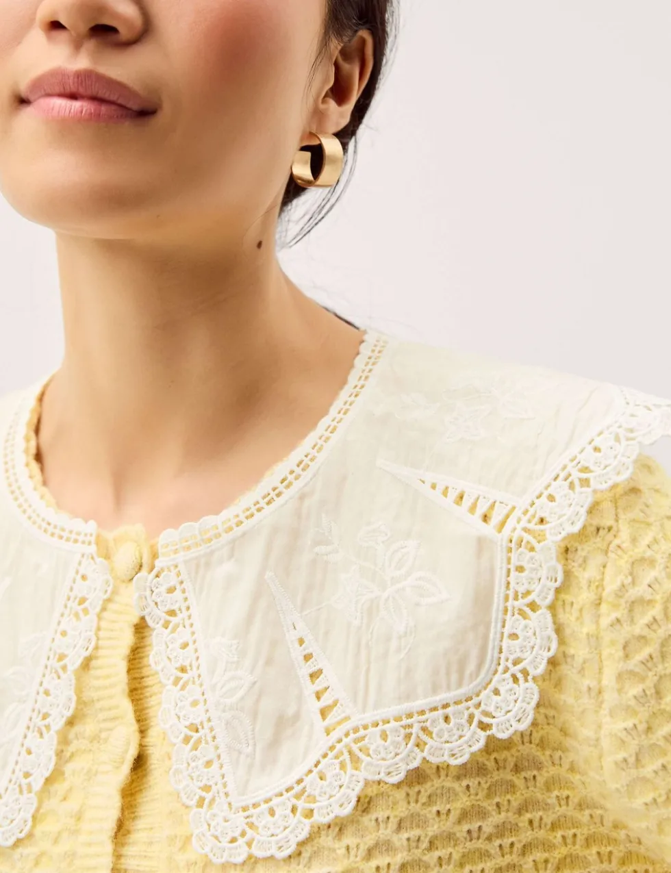 Collared Lace Detail Cardigan