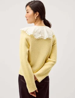 Collared Lace Detail Cardigan