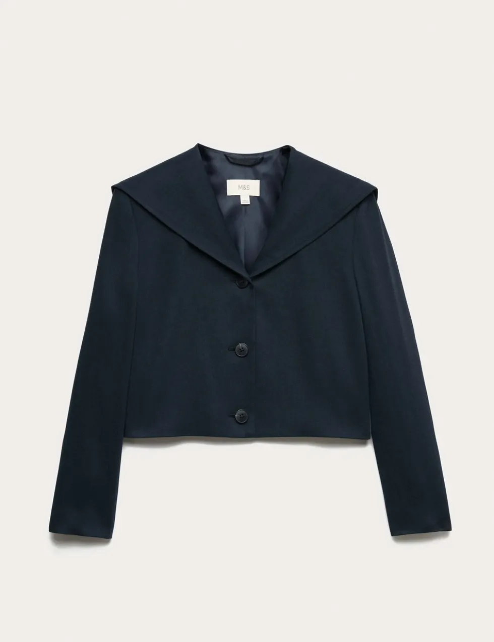 Collared Short Sailor Jacket with Linen