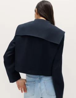 Collared Short Sailor Jacket with Linen