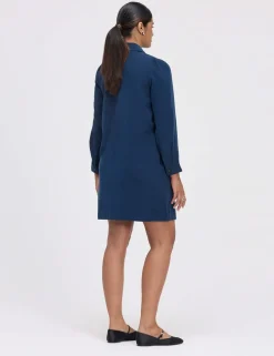 Collared Zip Up Mini Shirt Dress