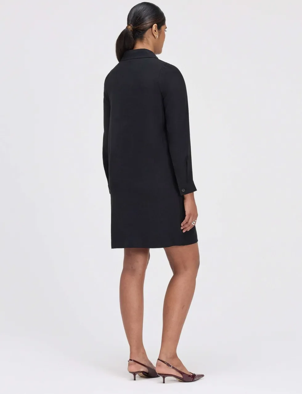 Collared Zip Up Mini Shirt Dress