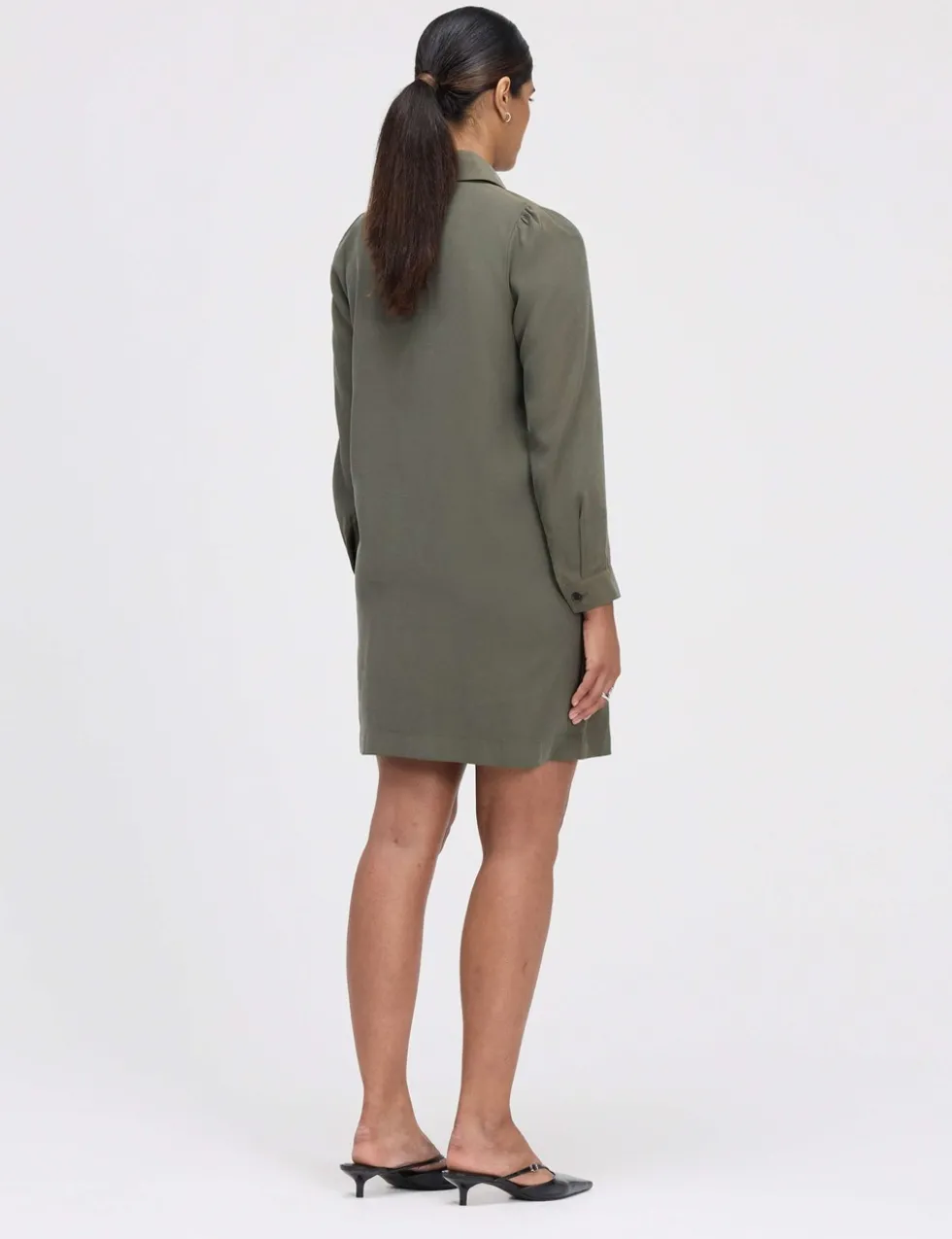Collared Zip Up Mini Shirt Dress