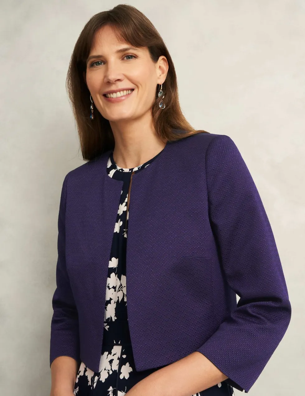 Collarless Cropped Jacket