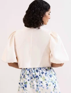 Collarless Cropped Jacket