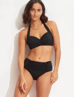 Collective Padded Twist Front Plunge Halterneck Bikini Top